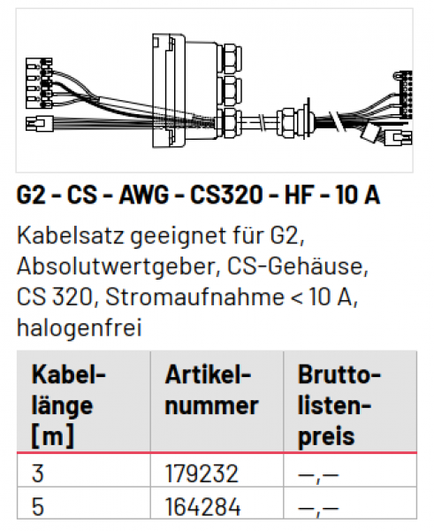 Marantec Kabelsatz, G2 - CS - AWG - CS320 - HF - 10 A