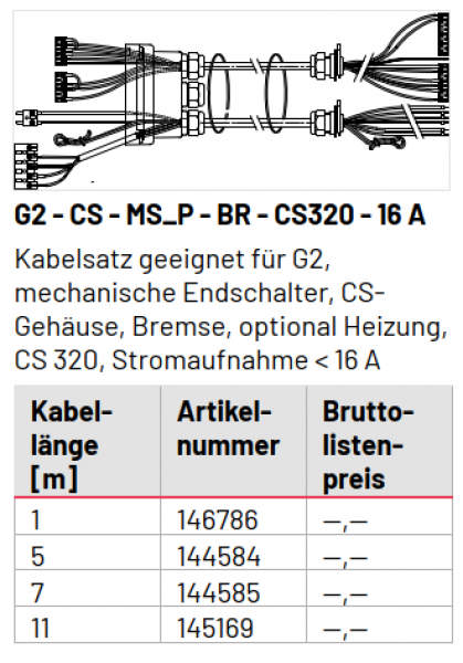 Marantec Kabelsatz, G2 - CS - MS_P - BR - CS320 - 16 A