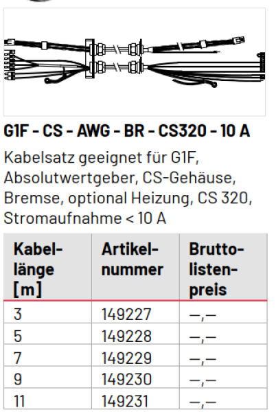 Marantec Kabelsätze G1F (flach), G1F - CS - AWG - CS320 - 10 A, 3.0, 145660
