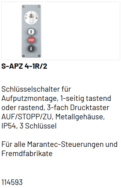 Marantec Schlüsselschalter, S-APZ 4-1R/2N, für Aufputzmontage, 141677