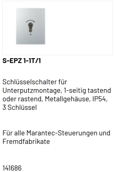 Marantec Schlüsselschalter, S-EPZ 1-1T/1, für Unterputzmontage, 141686