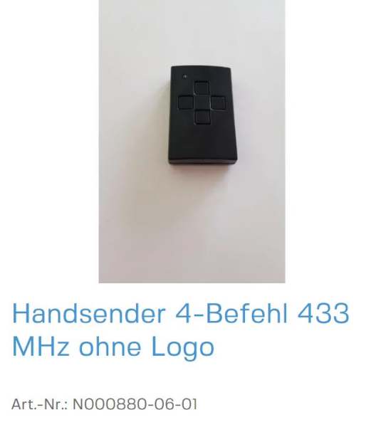 Normstahl Handsender 4-Befehl 433 MHz ohne Logo, N000880-06-01