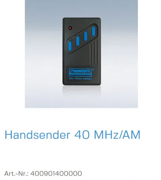 Normstahl Handsender 4-Befehl 40 MHz/AM, codierbar, 60x110x25 mm, 400901400000