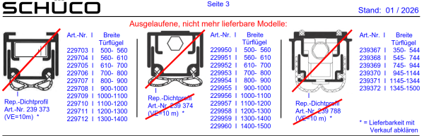 Schüco Automatischen Türabdichtung (ab 05.2011), Artikel Nummer 266785