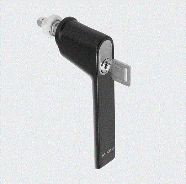 Schüco Fenstergriff abschließbar 23 mm RAL 9005 Tiefschwarz, 247034