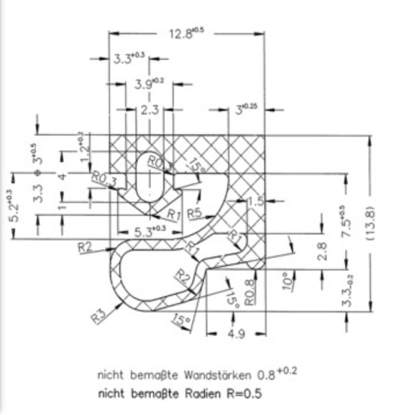 Schüco Haustür Dichtung unten, 98050198, 22430200, 20459400, schwarz, 1150 mm Länge