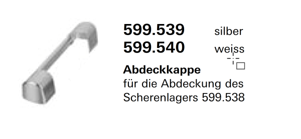 Schüco Jansen-Economy 50 Fenster, Abdeckkappe weiss für das Scherenlagers 599.538, Artikelnummer, 599.540, Beschläge