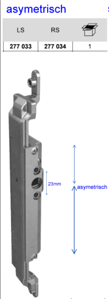 Schüco Kammergetriebe 23 mm Simply Smart Silber links, 277033