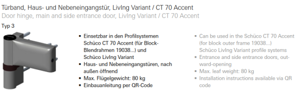 Schüco Distanzhülsen, für CT70, Türband, 29518900, Haus- und Nebeneingangstür, Kunststoff