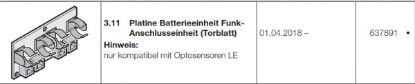 Hörmann Platine Batterieeinheit Funk-Anschlusseinheit (Torblatt), 637891