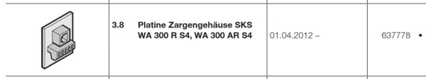 Hörmann Platine Zargengehäuse SKS WA 300 R S4 WA 300 AR S4, 637778