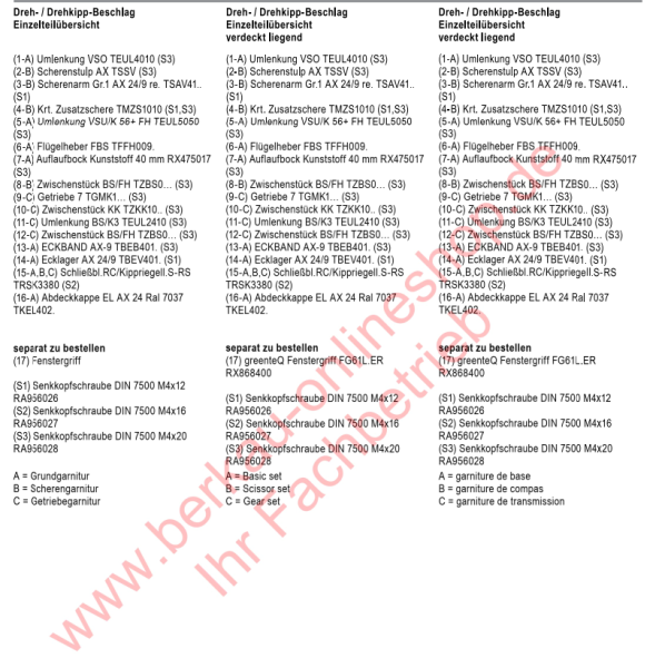 rp fineline 70W Fenster, Zusatzschere für Dreh- / Drehkipp-Beschlag RC2 Euronut, Artikel Nummer: TMZS1010 Pos.4