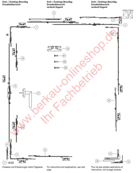 rp fineline 70W Fenster, Umlenkung VSO, für Dreh- / Drehkipp-Beschlag Euronut, Artikel Nummer: TEUL4010, Pos.1