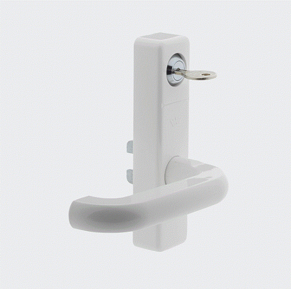 Schüco Fenstergriff (Getriebe-Handhebel) abschließbar Weiß | Links, 21457700