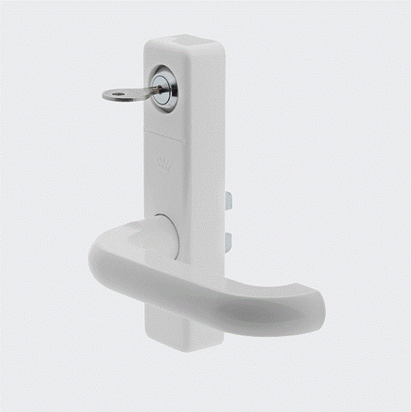 Schüco Fenstergriff (Getriebe-Handhebel) abschließbar Weiß rechts , 21457800