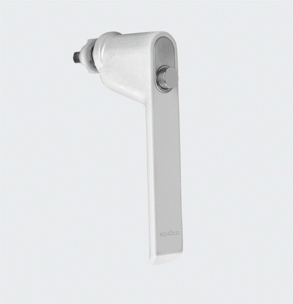 Schüco Fenstergriff, mit Sperrtaste,  AL 9010, (Reinweiß), 247291