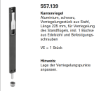 Jansen Janisol Arte 2.0, Kantenriegel, Aluminium, schwarz, Verriegelungsstück aus Stahl, Länge 225 mm, Artikel Nr. 557.139