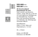 Schüco Jansen 3D-Anschraubband (Achsabstand 36 mm) Stahl verzink, Länge 180 mm, ø 20 mm, Artikelnummer 555.660, DIN links