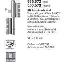 Schüco Jansen 3D Anschraubband  Edelstahl geschliffen 1.4307, Länge 180 mm, Artikelnummer 555.572 links, Janisol Türen