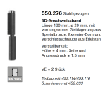 Schüco Jansen 3D-Anschweissband Länge 180 mm, ø 20 mm, mit wartungsarmer Gleitlagerung, Artikelnummer 555.276, Janisol HI, Janisol 2 EI30 Türen