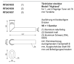 rp fineline 70D, Türdrücker steckbar Modell Highland, mit 70 mm Türstärke, Aluminium naturfarbig, Artikel Nummer RF2431035, 30058571
