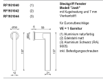 rp fineline 70W, Steckgriff Fenster Modell "Josh", für Euronutbeschläge, Edelstahl matt, Artikel Nummer RF1931042